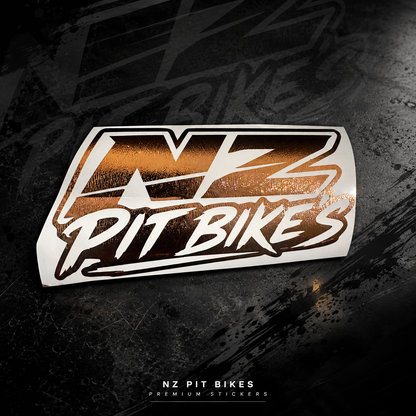 NZ PIT BIKES PREMIUM METALLIC COPPER STICKERS x2